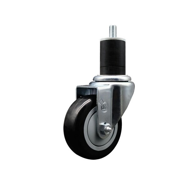 3.5'' Black Poly Wheel Swivel 1-3/4'' Expanding Stem Caster